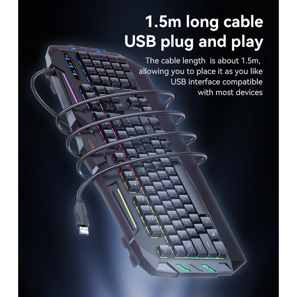 Gejming žičana USB tastatura Yesido KB21, RGB, 1.5m, Crna