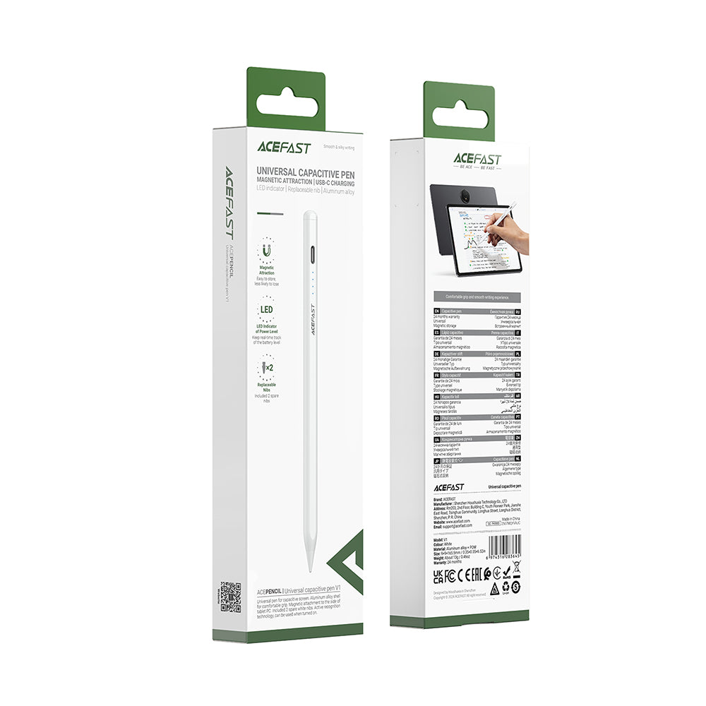 Touch Pen Acefast V1, Aktivna Verzija, Bela
