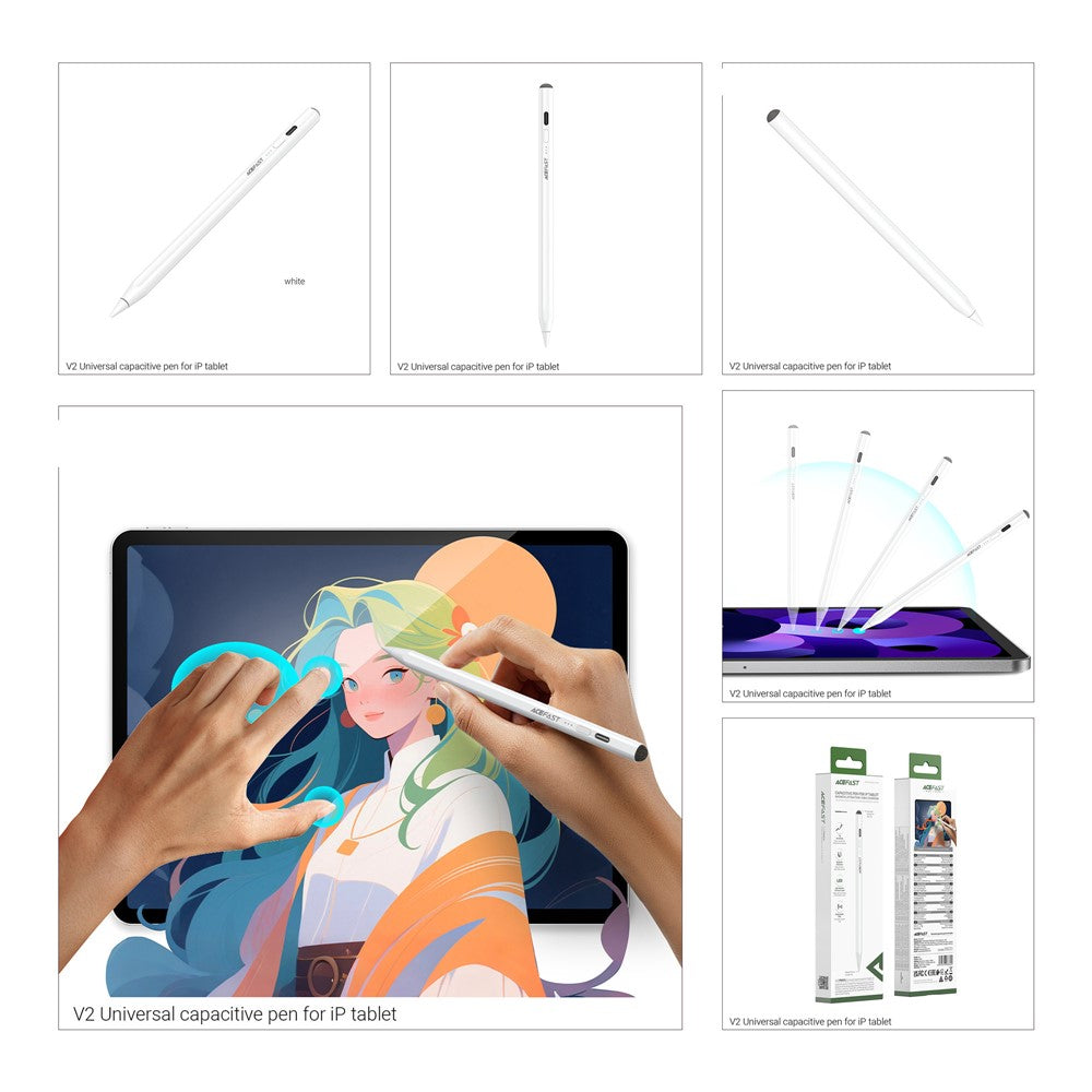 Touch Pen Acefast V2 za Apple iPad, Aktivna Verzija, Bela