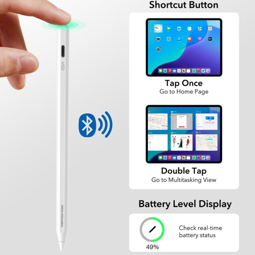 Touch Pen ESR Geo za Apple iPad, Aktivna Verzija, Bela