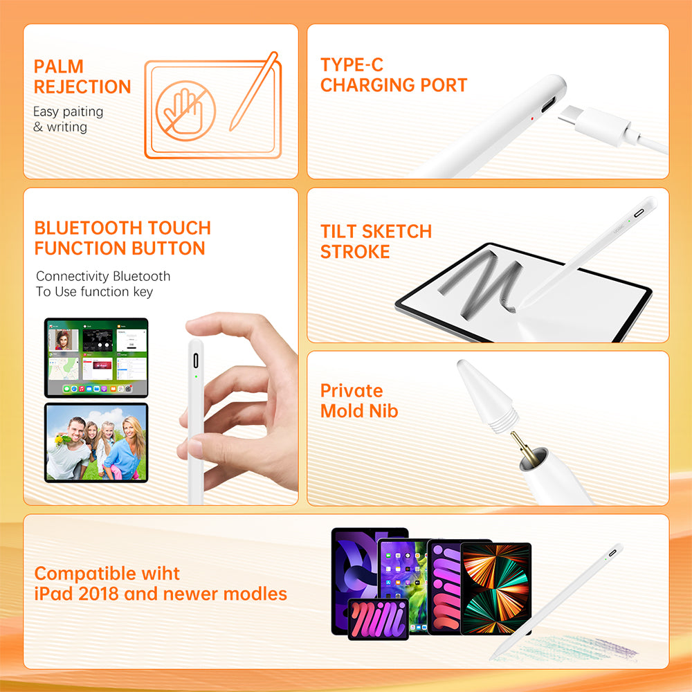Touch Pen Techsuit AC10-CP za Apple iPad, Aktivna Verzija, Bela