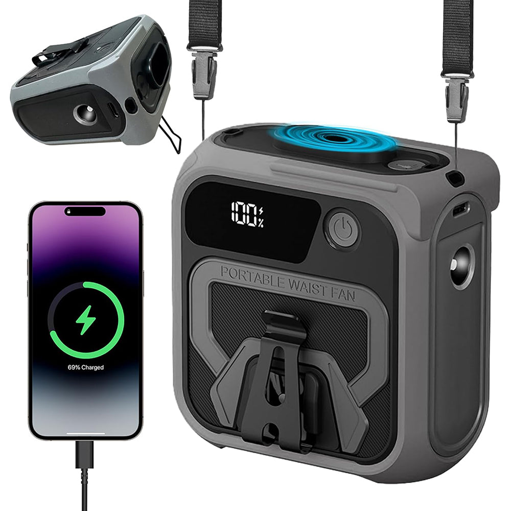 Prenosni ventilator Techsuit Z13 sa spoljnom baterijom 10000mAh, Sivi