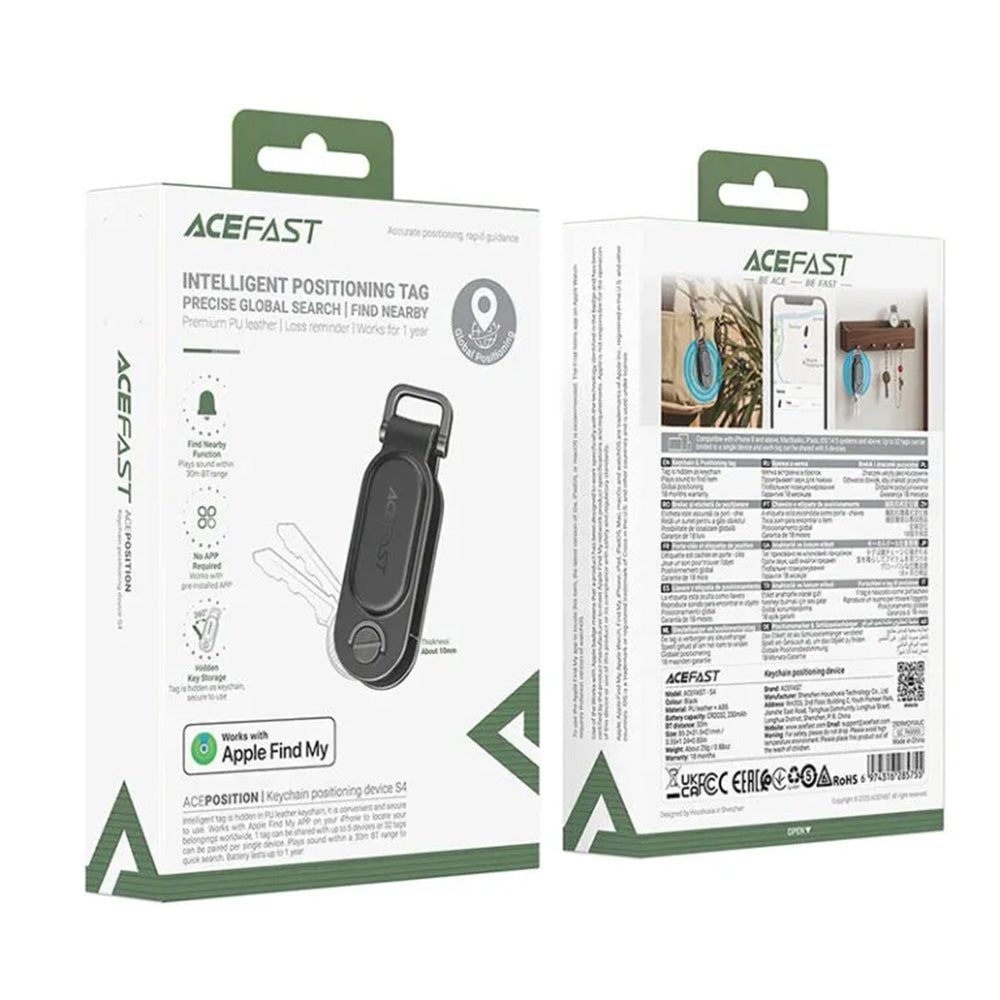 Acefast SmartTag privezak SS za iOS seriju, Crni