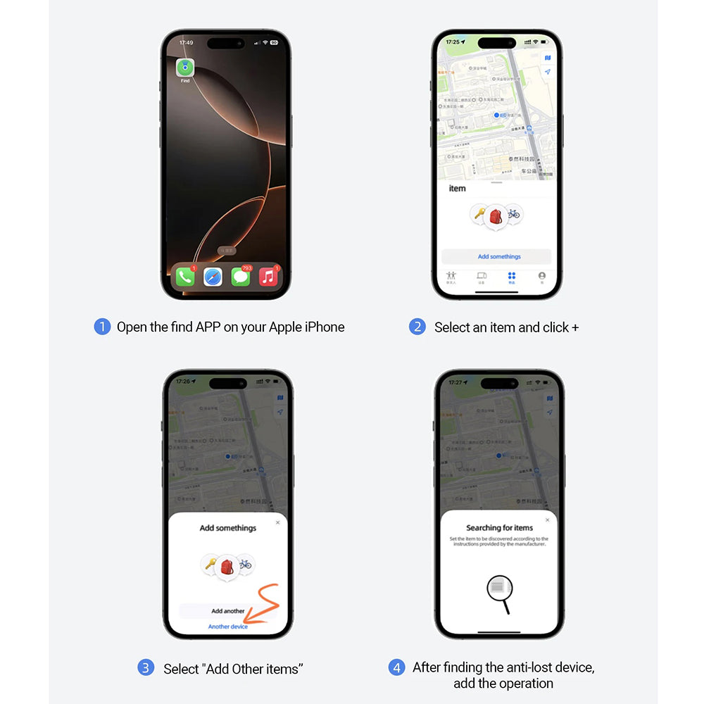Acefast SmartTag S1 za iOS seriju, Set od 4 komada, Siva