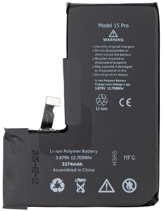 Baterija Apple iPhone 15 Pro, sa integrisanom Flex BMS trakom (ne zahteva lemljenje kontakata)