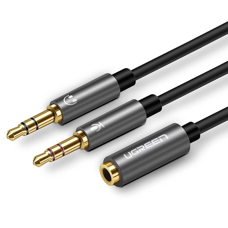 Audio Adapter 3.5mm - 2 x 3.5mm UGREEN AV140, 0.20m, Crni
