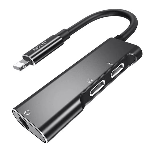 Audio Adapter Lightning - Lightning / 3.5mm Yesido YAU-13, Black 
