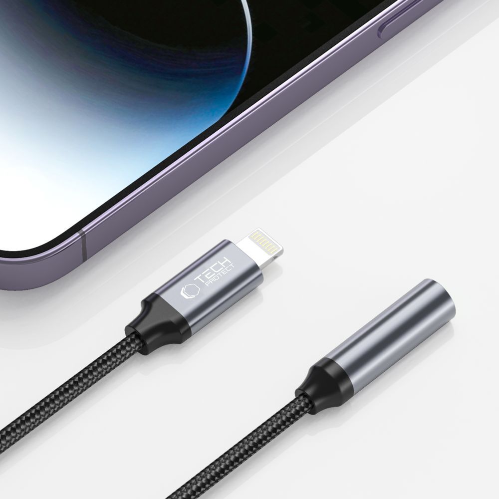 Audio Adapter Lightning - 3.5mm Tech-Protect Ultraboost, Crni