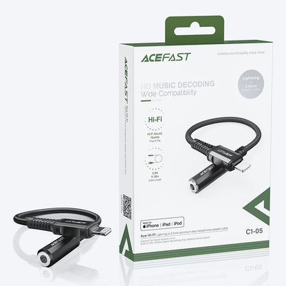 Audio Adapter Lightning - 3.5mm Acefast C1-05, Crni