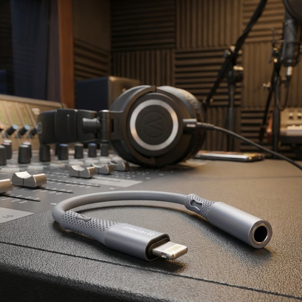 Audio Adapter Lightning - 3.5mm Techsuit AC2 SoundFlex, Sivi