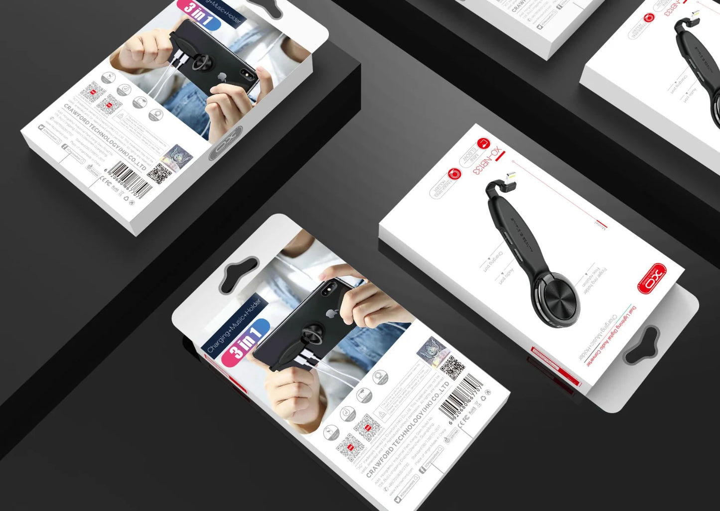 Audio Adapter Lightning - 2 x Lightning XO Design NB133, Crni