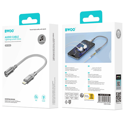 Audio adapter Lightning - 3.5mm BWOO BZ66, Siva
