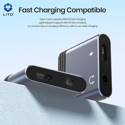 Audio Adapter Lightning - Lightning / 3.5mm Lito LA04L, Crni