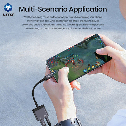 Audio Adapter Lightning - Lightning / 3.5mm Lito LA04L, Crni