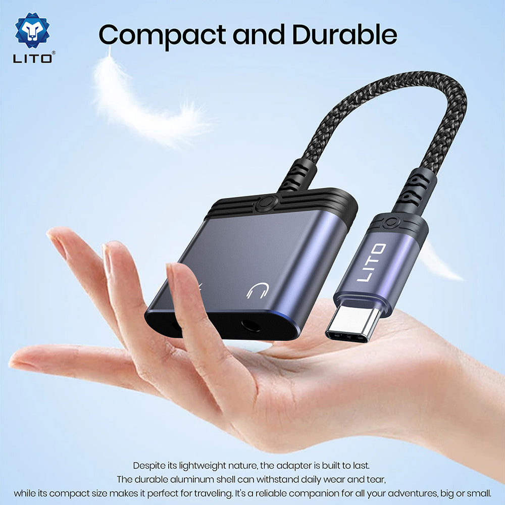 Audio Adapter Lightning - Lightning / 3.5mm Lito LA04L, Crni