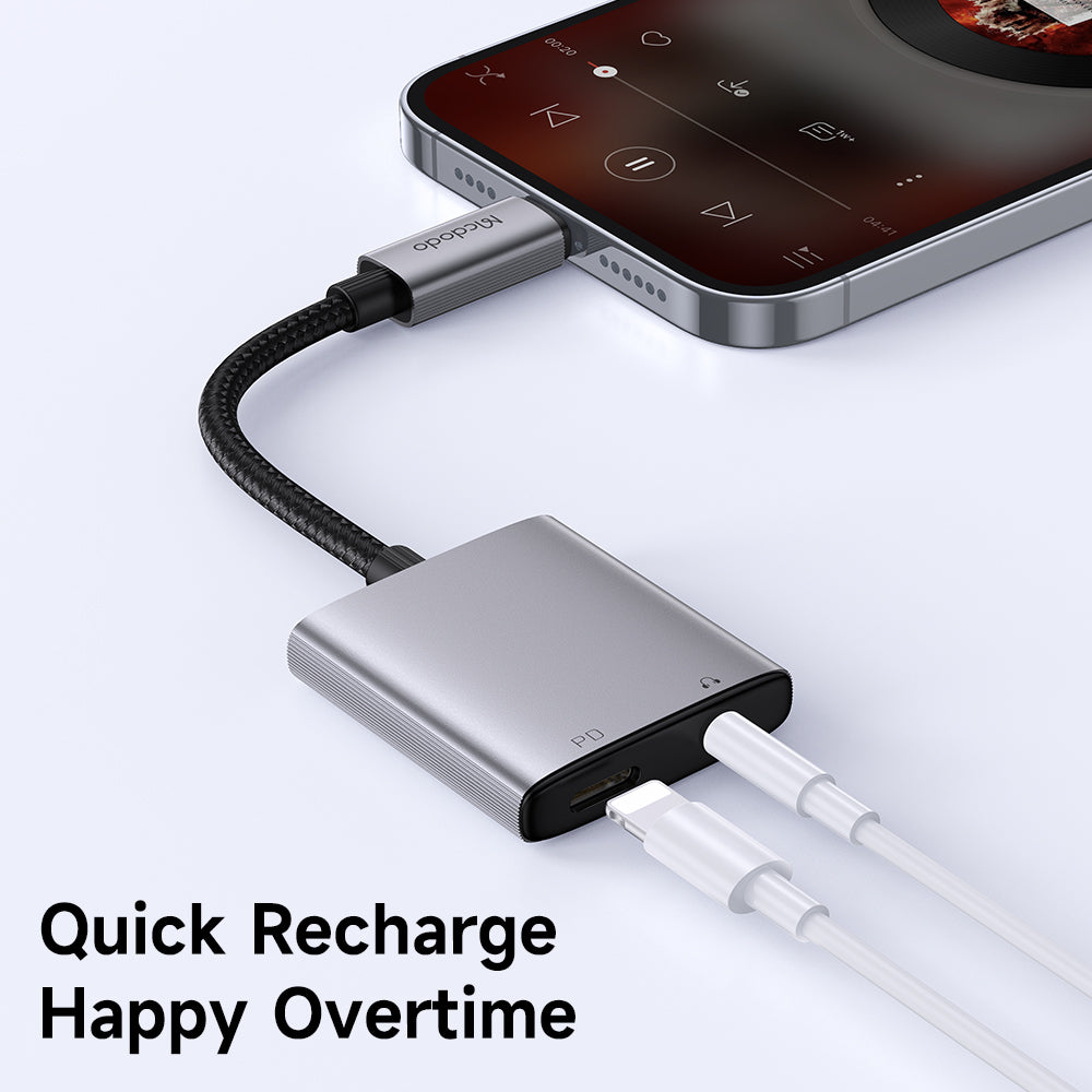 Audio Adapter Lightning - Lightning / 3.5mm McDodo CA-5540 Wales, Sivi