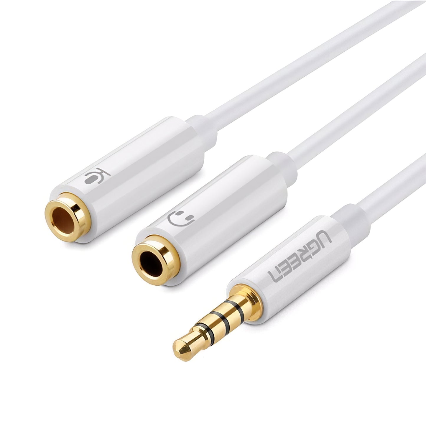 Audio kabl 3.5mm - 2 x 3.5mm UGREEN AV141, 0.2m, Beli