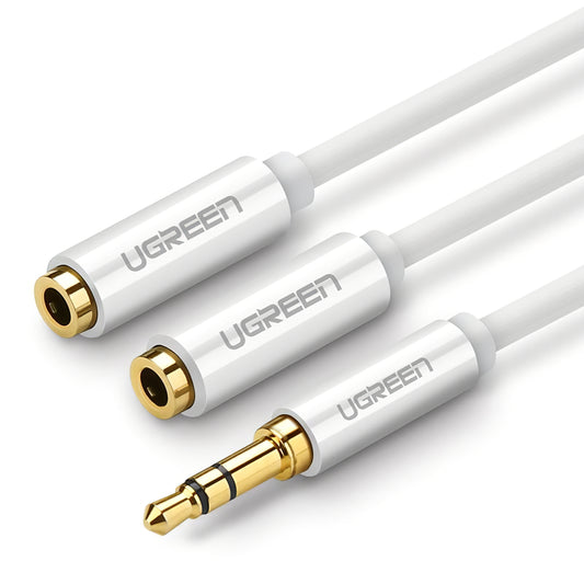 Adaptor Audio Splitter 3.5mm - 2 x 3.5mm UGREEN AV123 2in1, 0.25m, Beli