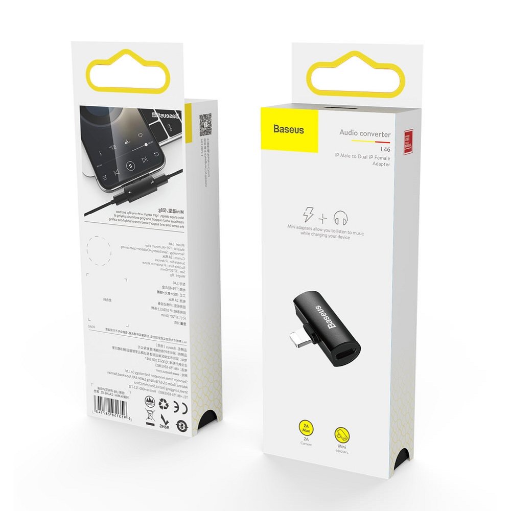 Audio Adapter Lightning - Lightning Baseus, Crni CAL46-01