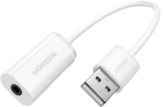 Audio Adapter UGREEN US206, USB-A - 3.5mm, Beli