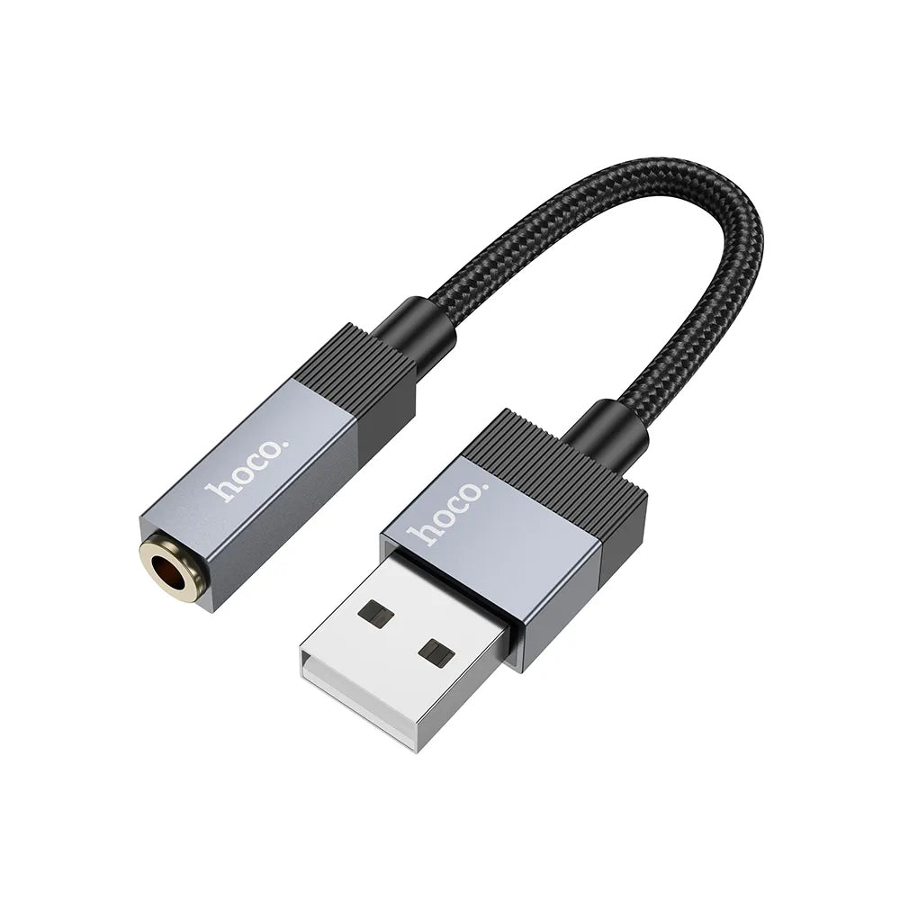 Audio adapter HOCO UPA32D, USB-A - 3.5mm, Crna