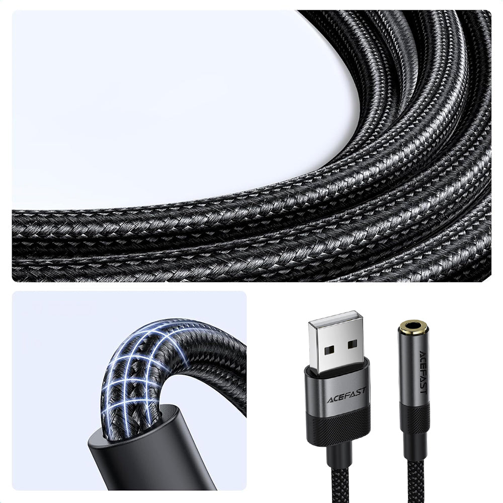 Audio Adapter Acefast J13, USB-A - 3.5mm, Crni
