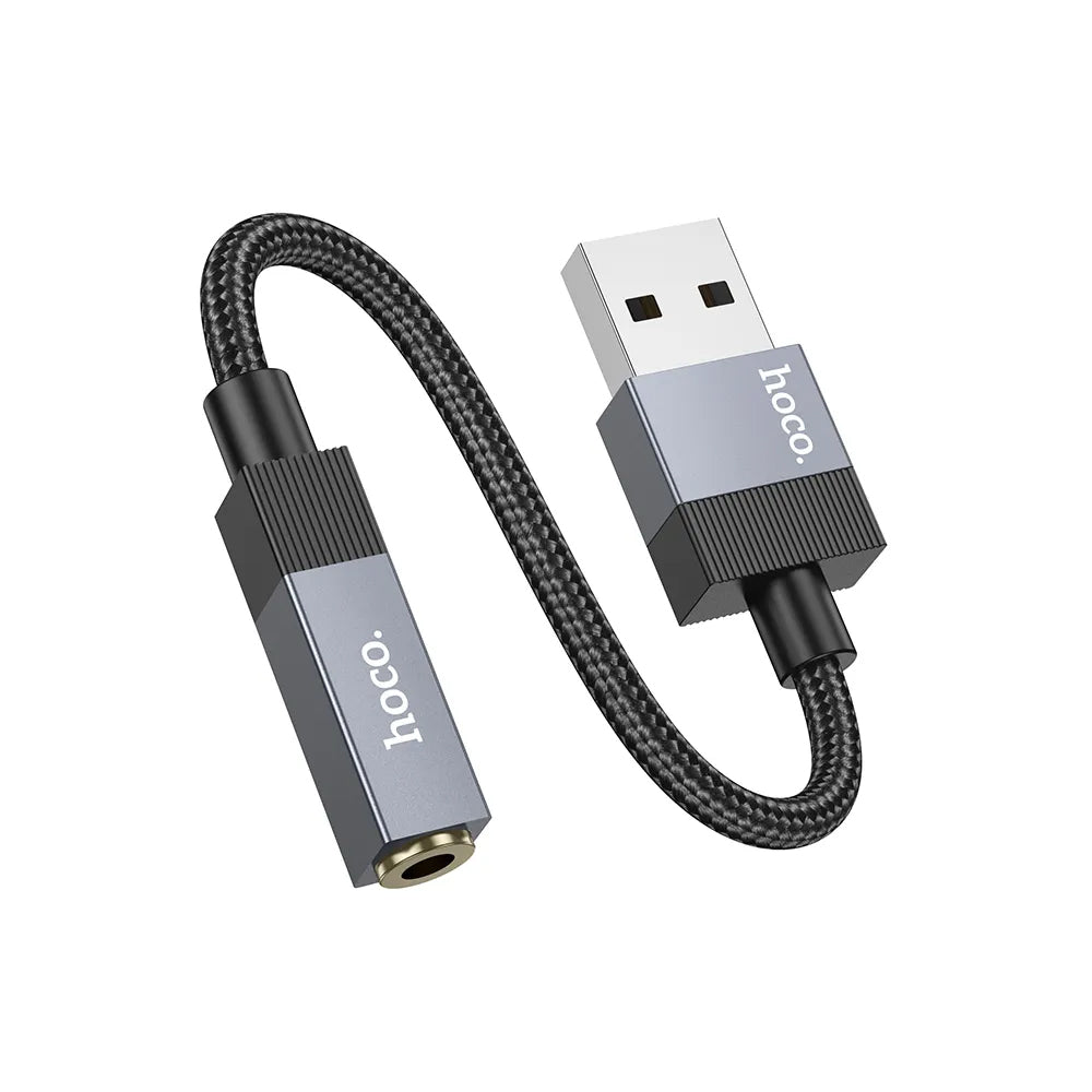 Audio adapter HOCO UPA32D, USB-A - 3.5mm, Crna