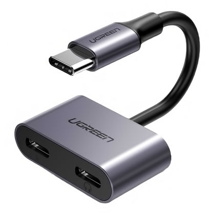 Audio Adapter USB-C - USB-C / USB-C UGREEN CM232, Sivi