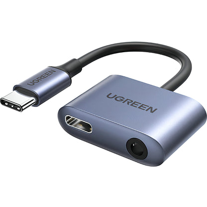 Audio Adapter USB-C - 3.5mm / USB-C UGREEN CM231, Sivi
