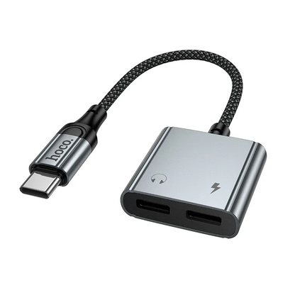 Audio adapter USB-C - USB-C / USB-C HOCO UPA34A, Siva