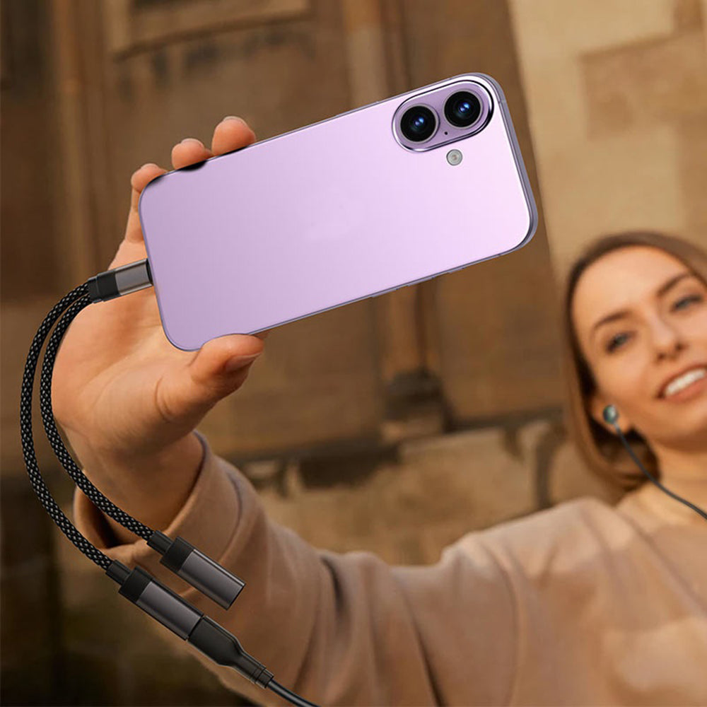 Audio Adapter USB-C - 2 x USB-C Acefast J14, Crni