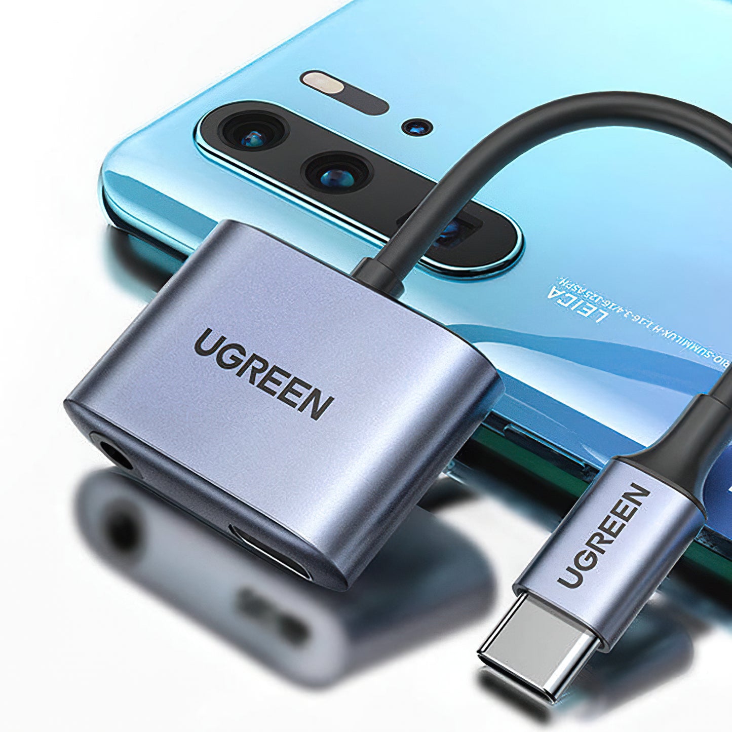 Audio Adapter USB-C - 3.5mm / USB-C UGREEN CM231, Sivi