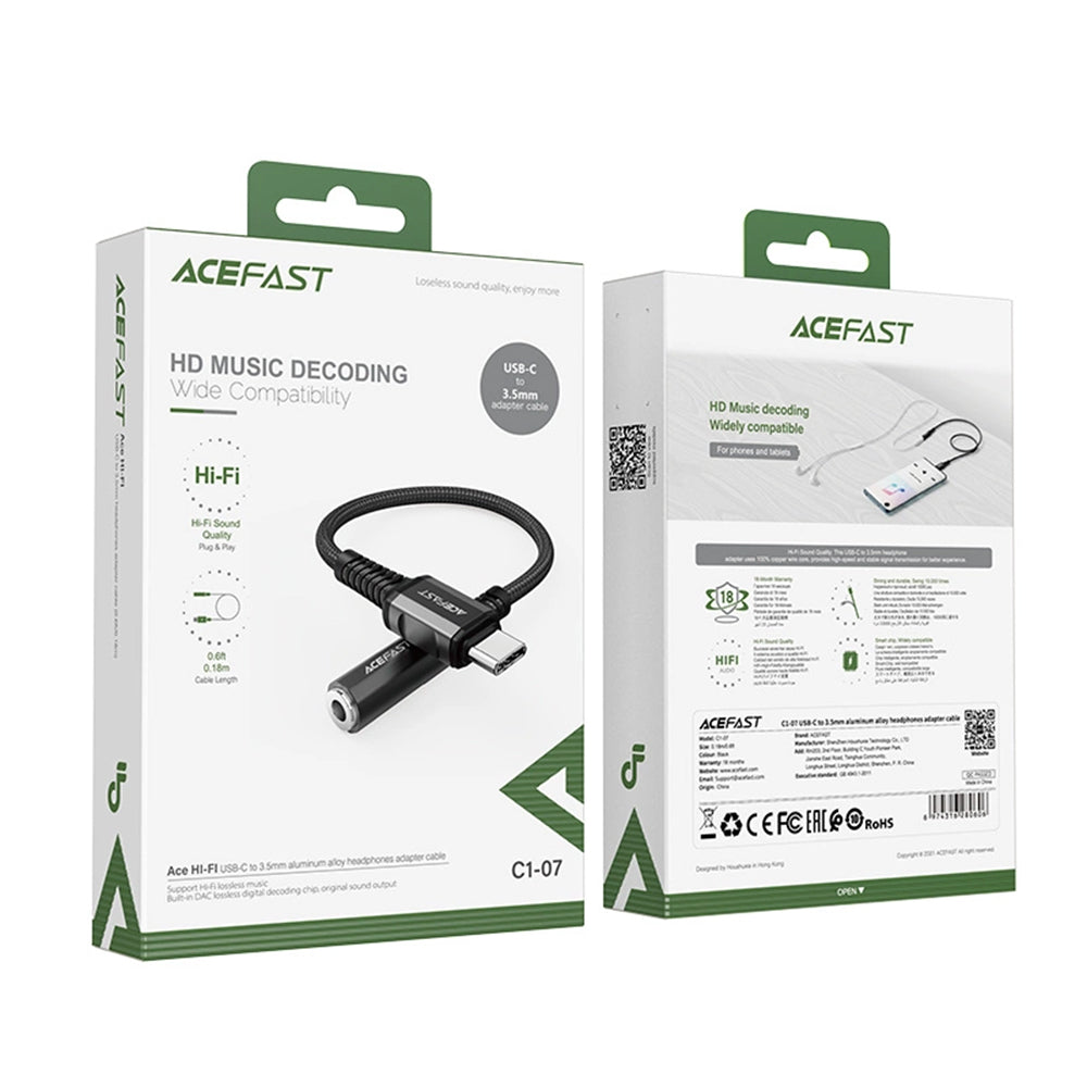 Audio Adapter USB-C - 3.5mm Acefast C1-07, Crni