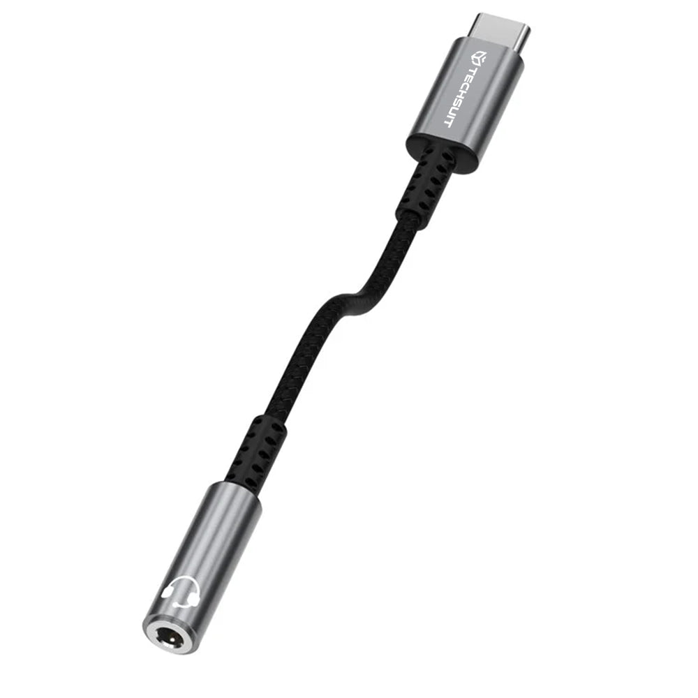 Audio Adapter USB-C - 3.5mm Techsuit AC14 SonicPiX, Sivi