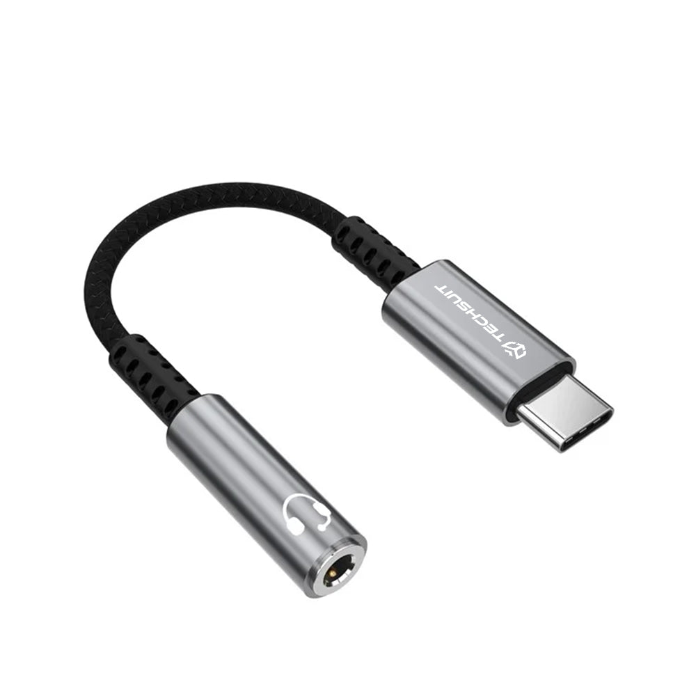 Audio Adapter USB-C - 3.5mm Techsuit AC14 SonicPiX, Sivi
