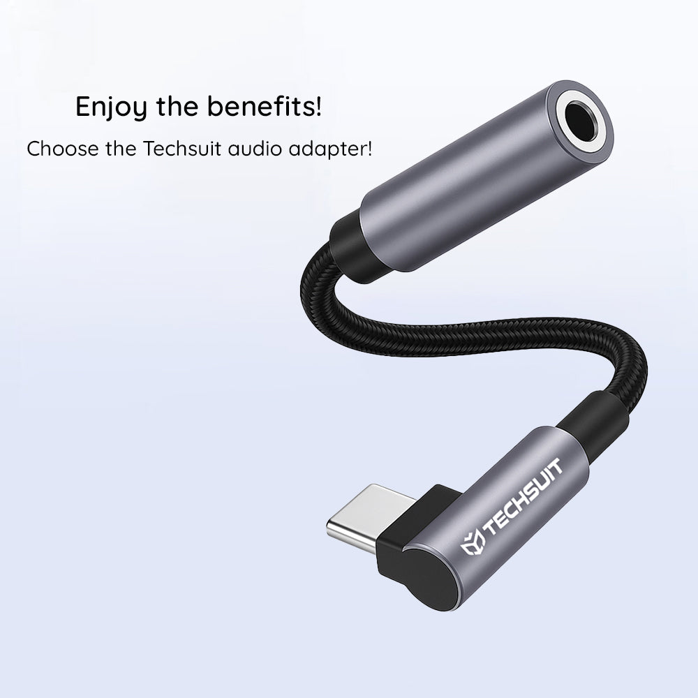Audio Adapter USB-C - 3.5mm Techsuit AC7 MusicDox, Sivi
