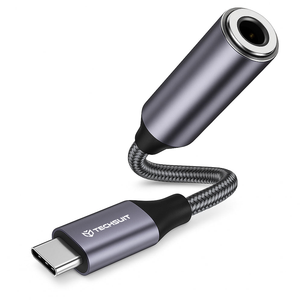 Audio Adapter USB-C - 3.5mm Techsuit AC8 MusicDox, Sivi