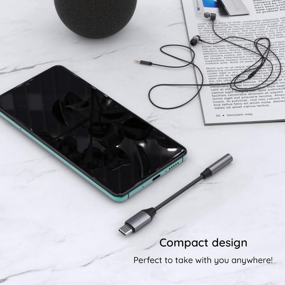 Audio Adapter USB-C - 3.5mm Techsuit AC8 MusicDox, Sivi