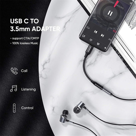 Audio Adapter USB-C - 3.5mm UGREEN AV142, Crni