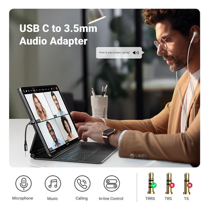 Audio Adapter USB-C - 3.5mm UGREEN AV161, Crni