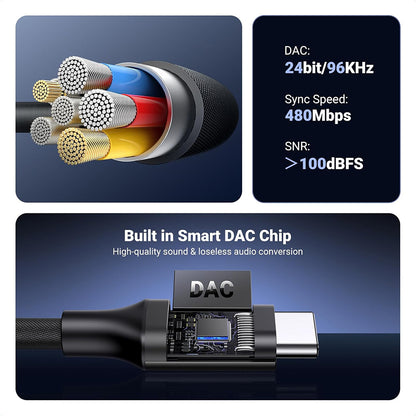 Audio Adapter USB-C - 3.5mm UGREEN AV161, Crni