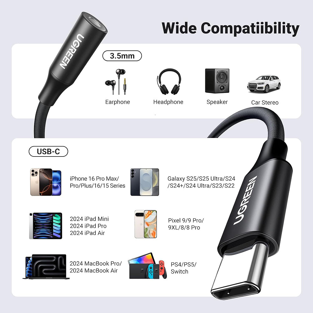 Audio Adapter USB-C - 3.5mm UGREEN AV161, Crni