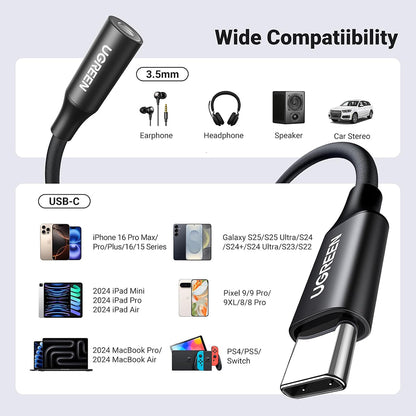 Audio Adapter USB-C - 3.5mm UGREEN AV161, Crni