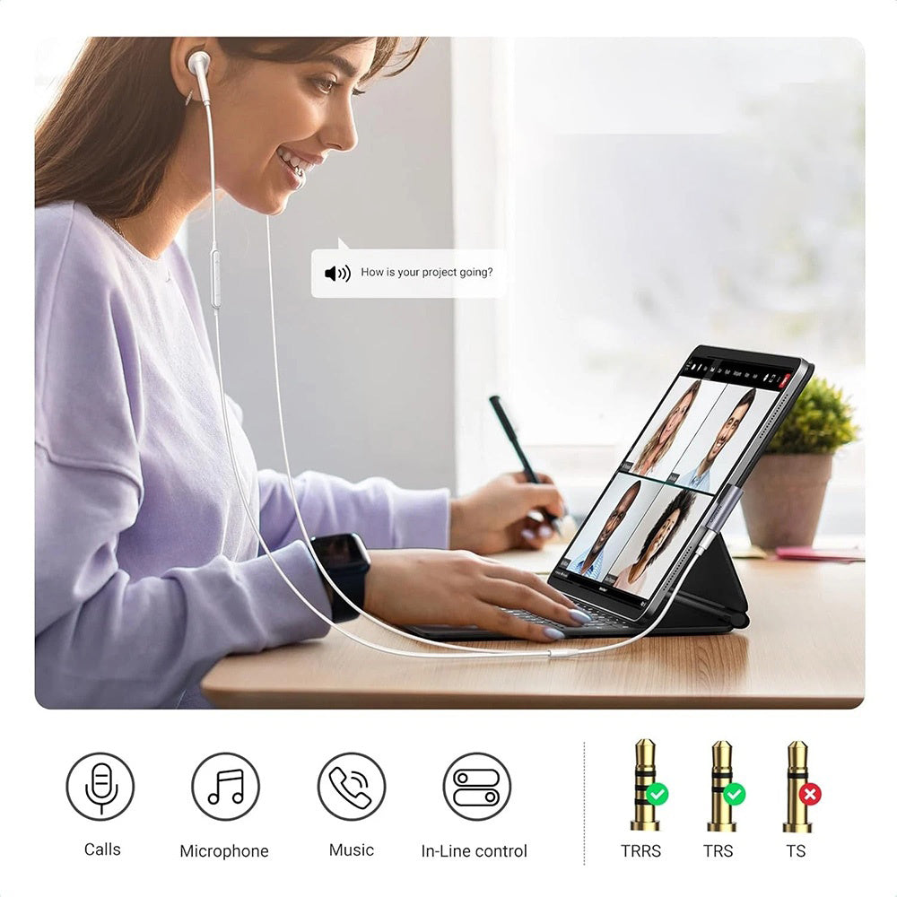 Audio Adapter USB-C - 3.5mm UGREEN CM460 (20194) Ugao, Sivi