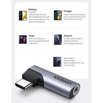 Audio Adapter USB-C - 3.5mm UGREEN CM460 (20194) Ugao, Sivi