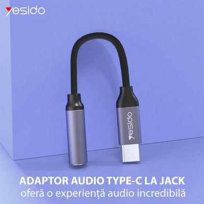 Audio Adapter USB-C - 3.5mm Yesido YAU19, Crni