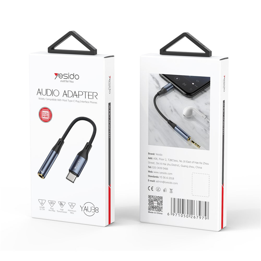 Audio Adapter USB-C - 3.5mm Yesido YAU38, Crni