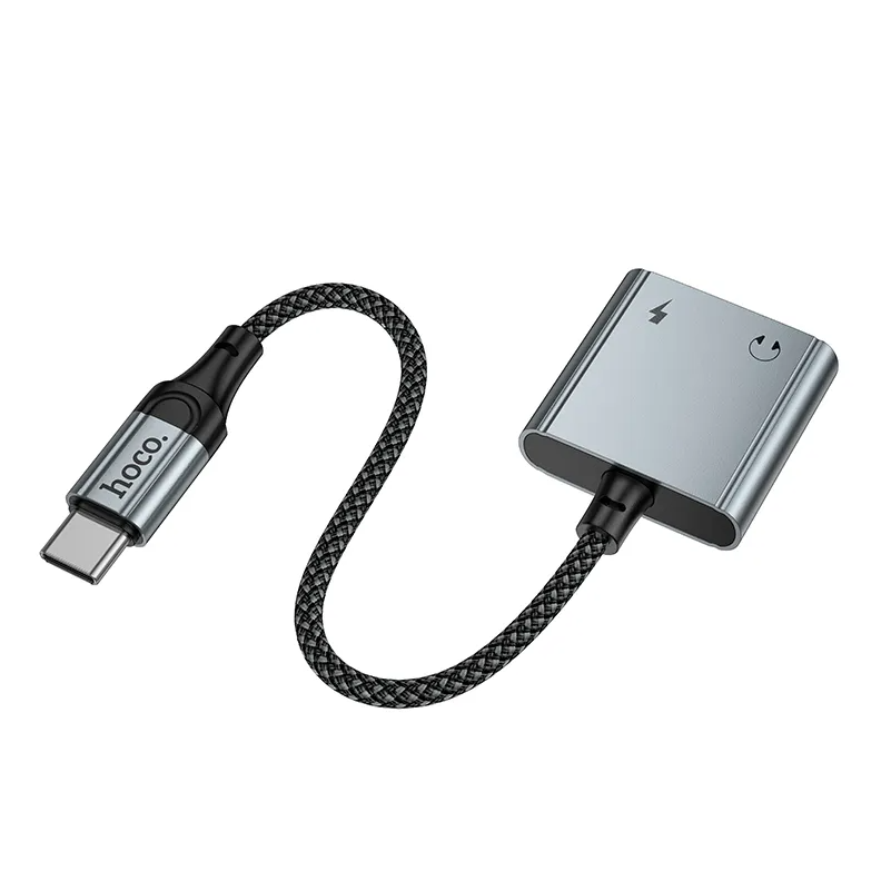 Audio adapter USB-C - USB-C / USB-C HOCO UPA34A, Siva