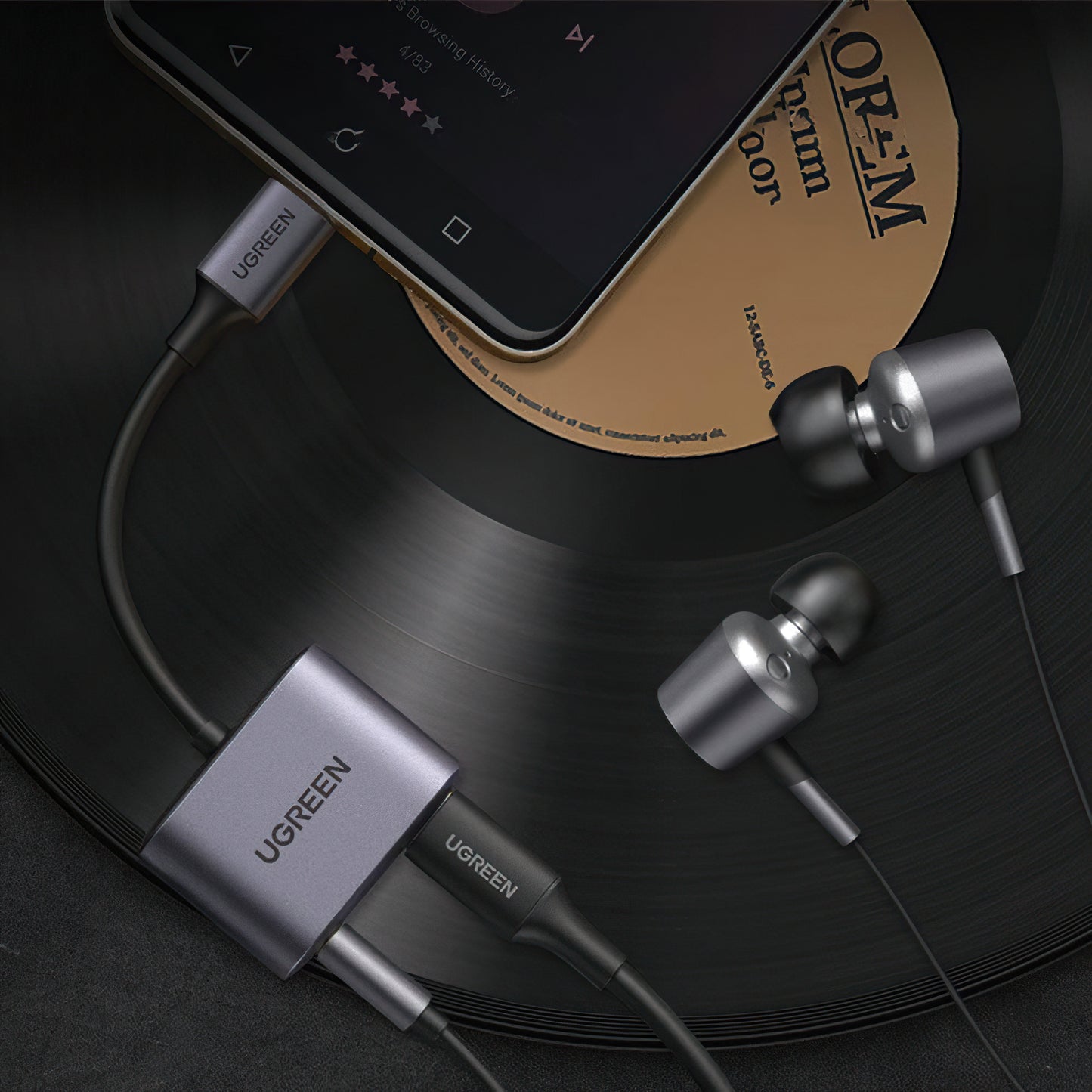 Audio Adapter USB-C - 3.5mm / USB-C UGREEN CM231, Sivi