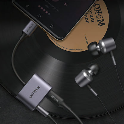 Audio Adapter USB-C - 3.5mm / USB-C UGREEN CM231, Sivi